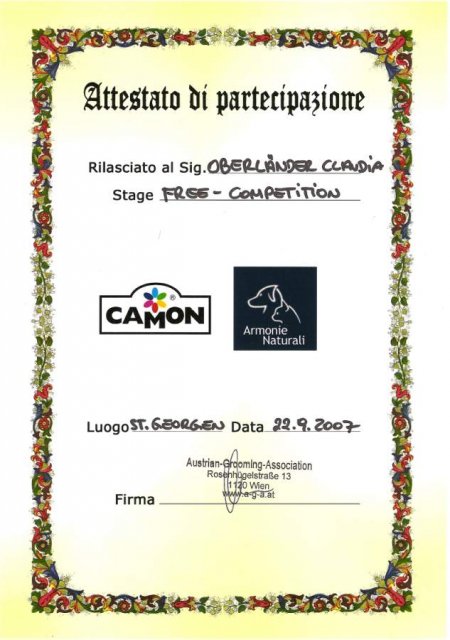 Hundesalon Anders! Zertifikat 1