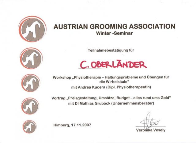 Hundesalon Anders! Zertifikat 10