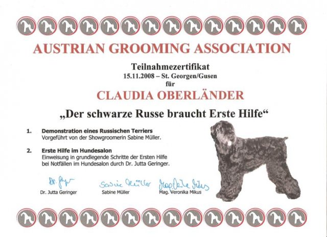 Hundesalon Anders! Zertifikat 13