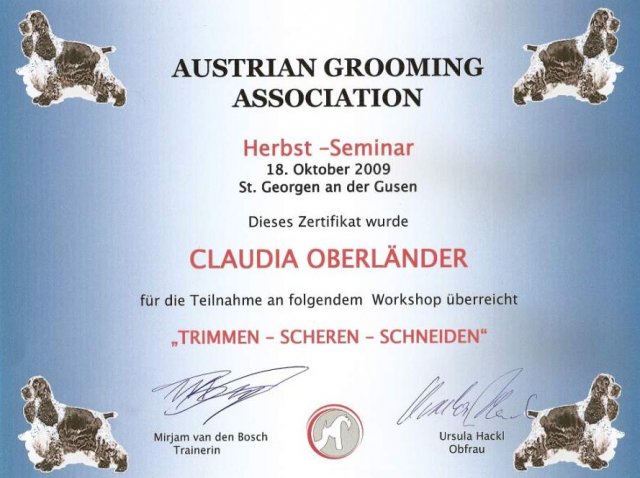 Hundesalon Anders! Zertifikat 17