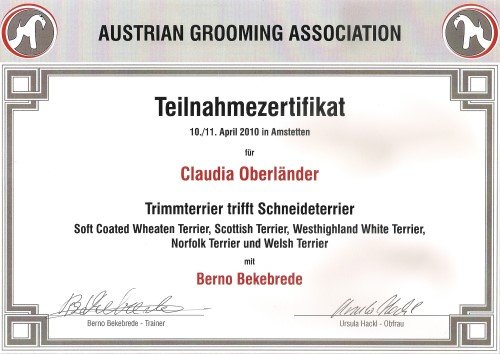 Hundesalon Anders! Zertifikat 20