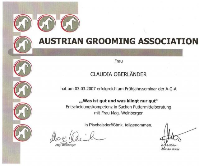 Hundesalon Anders! Zertifikat 8