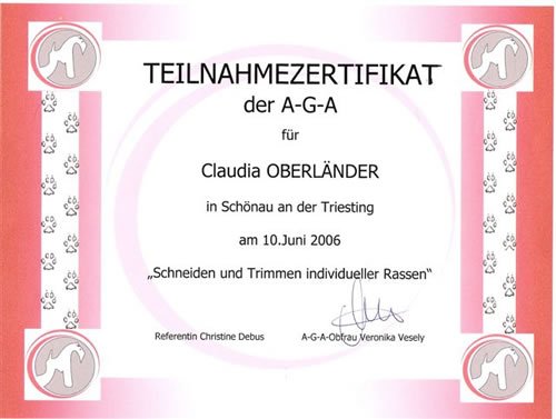 Hundesalon Anders! Zertifikat 9